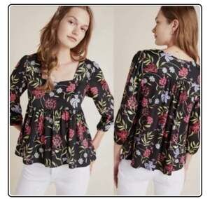 DOLAN Left Coast Collection Cherie Floral Square Neck Babydoll Top Size M